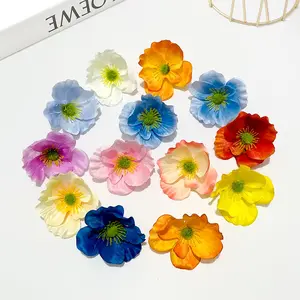Cheap Price Decoration Artificial Flower Heads 8cm Silk Poppy Flower Head