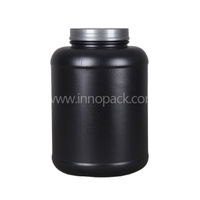 Pot cylindrique en plastique noir écologique de 5 L avec bouchon à vis pour poudre protéinée, aliments en conserve et applications chimiques