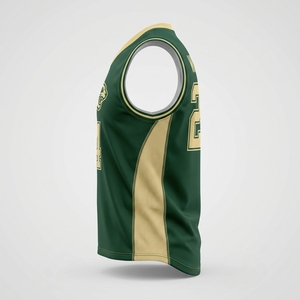 Camiseta de Lacrosse Personalizada Unisex con Cuello en V, Transpirable, de Malla, Manga Corta, Antibacteriana, Impresión Digital, Verde Dorado, Número de Equipo 44 - Product Image 2