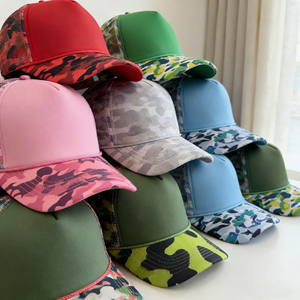 Gorra de béisbol de algodón transpirable con estampado de camuflaje de 5 paneles de alta calidad para <span class=keywords><strong>hombre</strong></span> y mujer, estilo deportivo, informal, para exteriores, tipo camionero con malla, al por mayor - Product Image 6
