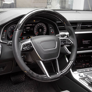 Volante de cuero LED de fibra de carbono medio <span class=keywords><strong>S</strong></span> <span class=keywords><strong>Line</strong></span> Compatible con Audi A3 A4 A5 A6 B7 8V B9 S3 S4 S5 RS3 RS4 RS5 RS6 RS7 C7 C8 Q5 - Product Image 4