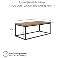 Table basse industrielle minimaliste longue et étroite de Chine moderne Meubles de chambre à coucher de salon en bois et en métal avec matériau en fer