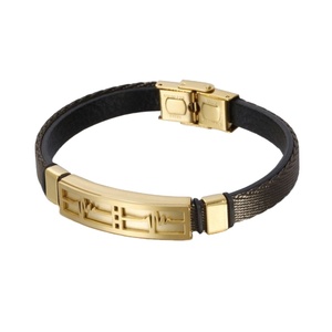 Bracciale da Uomo in Acciaio Inossidabile e Pelle, Bracciali Avvolgenti alla Moda, Bracciali in Pelle Intrecciata, Gioielli Raffinati - Product Image 1