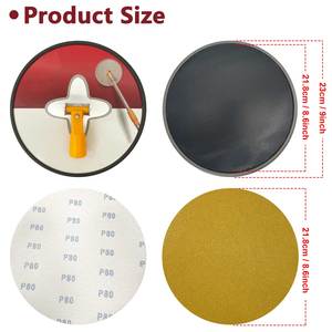1 bloc de ponçage rotatif rond de 9 pouces avec 30 feuilles de papier abrasif jaune de 9 pouces à fixation auto-agrippante pour le ponçage des murs et des plafonds - Product Image 2