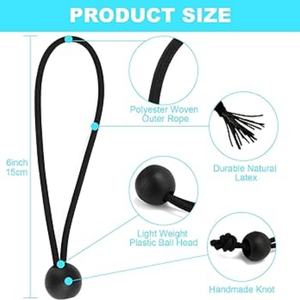Cuerdas Elásticas Negras de Alta Calidad de 12 Pulgadas, 50 Unidades, Cuerdas Elásticas Resistentes con Bolas para Lona, para Atar Paquetes - Product Image 3