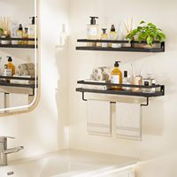 Étagère murale moderne en bois et porte-serviettes flottant pour salle de bain et salon