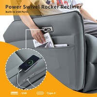 Fauteuil inclinable électrique à positionnement infini avec port USB, rembourré et pivotant, pour salon – Stock USA