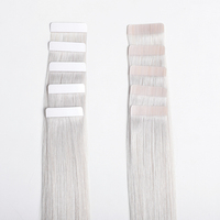 Extensions de cheveux à bandes de qualité supérieure, blond platine, cheveux humains véritables, 100% vierges, cuticules alignées, extensions de cheveux à bandes naturelles russes