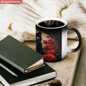 Taza Mágica Esmerilada de 11 oz, Taza de Cerámica Negra que Cambia de Color con el Calor, para Uso Diario - Product Image 3