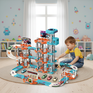 <span class=keywords><strong>Jouet</strong></span> d'intérieur pour enfants : Circuit <span class=keywords><strong>de</strong></span> <span class=keywords><strong>garage</strong></span> urbain avec voitures <span class=keywords><strong>de</strong></span> course à catapulte, 5 niveaux, 123 pièces, parking pour garçons - Product Image 1