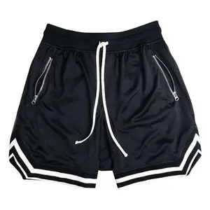 Benutzer definierte Sommer Jersey Klasse Uniform Plain Net Shorts Gestreifte Schweiß Basketball Shorts Double Mesh Shorts Männer