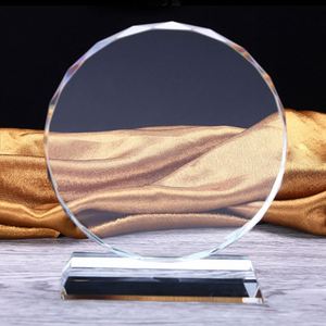 Custom Quality 3d Engrave Round Blank Glass K9 Crystal <b>Trophy</b> Award <b>Plaque</b> <b>Trophy</b> - Product Image 3