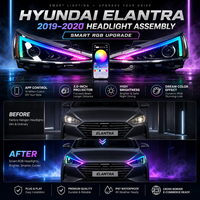 RGB LED-Scheinwerfer-Set für Hyundai Elantra 2019-2020 Bluetooth APP DRL Bi-Xenon-Projektor Dynamischer Blinker Autobeleuchtung