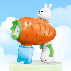 2024 mùa hè mới vui vẻ dễ thương Thỏ Cà Rốt bong bóng súng đa lỗ điện <span class=keywords><strong>LED</strong></span> bong bóng máy trẻ em thổi bong bóng máy đồ chơi - Product Image 4