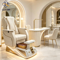 Fauteuil de pédicure de luxe avec repose-pieds massant, hydromassage sans tuyauterie, dossier réglable, pour salon de manucure