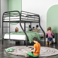 Lits superposés modernes en métal robuste et abordables avec cadre thermolaqué noir pour chambre à coucher, appartement, salon et usage scolaire
