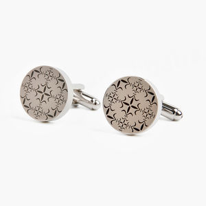 Boutons de manchette de haute qualité pour chemise d'homme, boutons de manchette ronds en argent gravés au laser, boutons de manchette vierges - Product Image 3