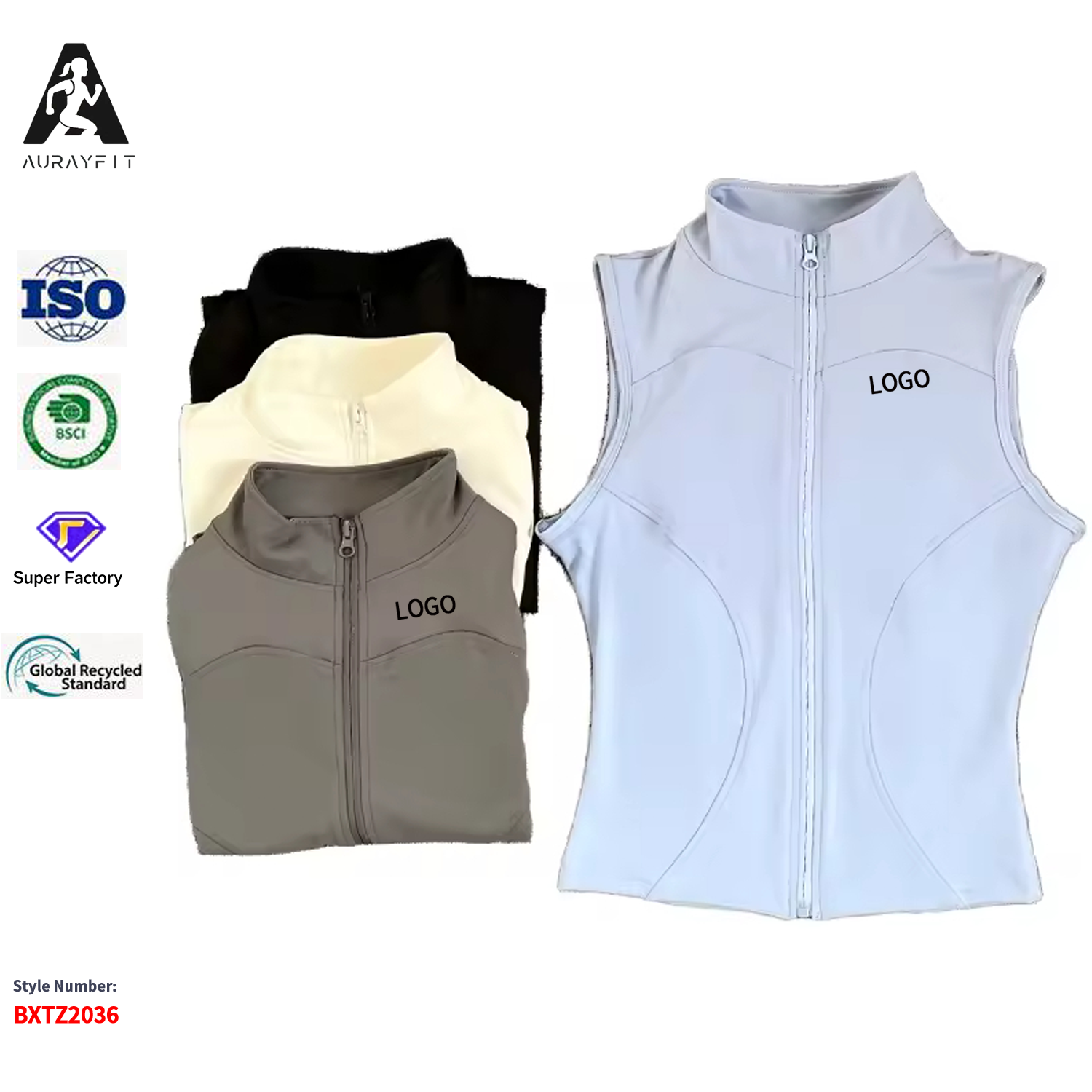 2026 Women's Slim Fit Sport Sleeveless Top Quick Dry Elastic Stand Collar Yoga Fitness Clothing Summer Zipper