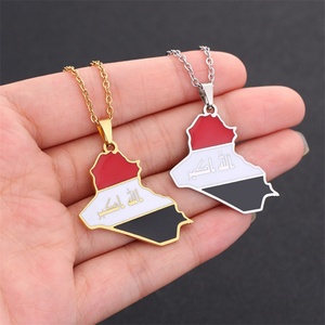 New Iraq Map <b>Necklace</b> <b>Men</b> Women Stainless Steel Map Pendant Enamel Gold Plating Customized National Map <b>Necklace</b> - Product Image 4