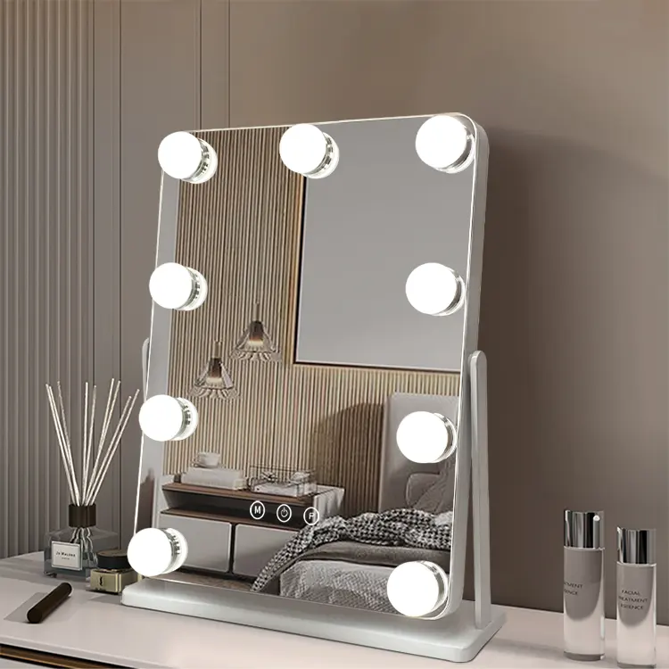 Hollywood Large Size Aluminum Body Led Vanity Rechargeable Standing Wall Mount 10x Magnifying Makeup Mirror