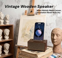 Altavoz Inalámbrico Portátil con Diseño Retro de Madera, Bajos Potentes, Radio FM, Soporte para Tarjeta TF, Soporte para Teléfono, Larga Duración, Altavoz de 8W