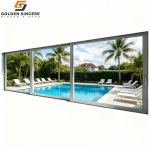 Porte coulissante intérieure multi-panneaux en verre simple avec écran en acier inoxydable GS - Product Image 1