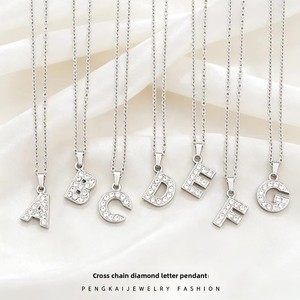 <span class=keywords><strong>Collier</strong></span> initial A-Z en zircon pavé pour femme, pendentif alphabet en acier titane, bijoux de mode, vente en gros - Product Image 2