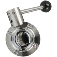 Vanne papillon manuelle sanitaire en acier inoxydable 304 316 de qualité alimentaire, à raccordement Tri-Clamp et Clover Clamp