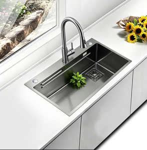 Fregadero de Cocina con Diseño de Panal de Abeja 680x450mm Negro Titanio PVD Acero Inoxidable SUS304 de un Solo Tazón con Grifo Extraíble Incluido - Product Image 2