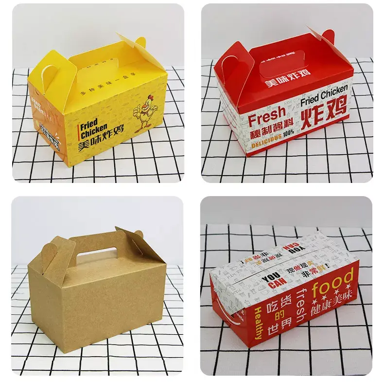 Kotak Kertas Sayap Ayam Goreng Kentang Goreng Anak-anak Kustom Kotak Makanan Cepat Ayam Goreng Kotak Keluar