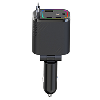 Chargeur de voiture rétractable 5 en 1 avec 2 câbles intégrés, charge rapide PD3.0, adaptateur allume-cigare 12V/24V pour iPhone