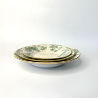 Service de table en céramique élégant de style européen vert, imprimé sous glaçure, 18 pièces, 36 pièces, assiettes en porcelaine, plats à soupe