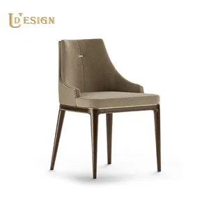 고급 벨벳 천 의자 디자이너 금속 로고 장식 순수 구리 식당 의자