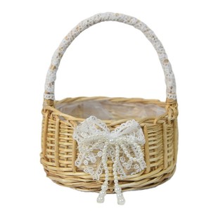 Wicker Flower <b>Basket</b> Round Handmade Standing Type Gift For Wedding Or Garden Decor - Product Image 5