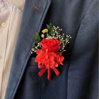 Bouquets de fleurs artisanaux miniatures style bohème INS, corsages naturels pour poignet, boutonnières de mariage pour la mariée et le marié