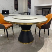 Luxuriöser Minimalistischer Moderner Esstisch, Rund, Skandinavischer Stil, Drehbar, aus Stein, für Zuhause, Hotel und Wohnzimmer