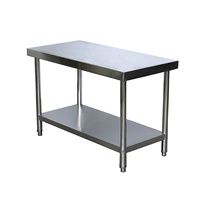 Table de travail double couche en acier inoxydable 304 pour cuisine commerciale, tables industrielles pour restaurant, type amovible avec 4 pieds réglables