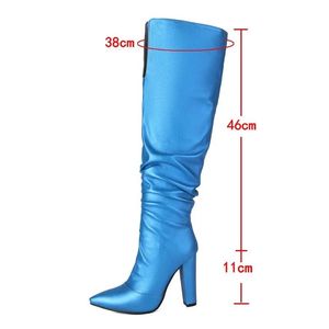 Botas Para Dama Big Size Texture Pattern Sexy Lady Chunky Heel Knee Boots for Women Shoes - Product Image 6