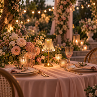 Lampe de table sans fil de luxe rechargeable avec verre cannelé et support doré, veilleuse pour restaurant, mariage, café, bar, décoration intérieure