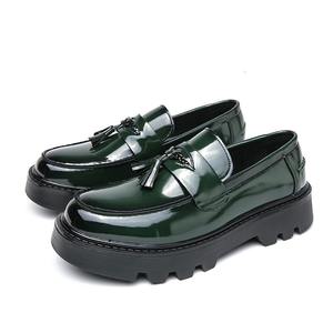 Zapatos de cuero con flecos y punta en pico para hombre, zapatos formales de negocios, casuales, mocasines con suela gruesa para hombre - Product Image 1