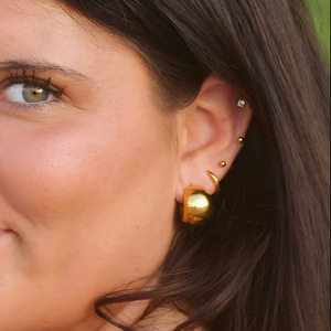 Conjunto de Joyería de Acero Inoxidable, Chapado en Oro de 18K, Pulsera Geométrica, Anillo, Aretes, Unisex, Regalo Moderno, Accesorio de Moda - Product Image 4