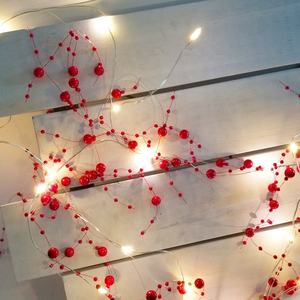 Guirnalda de luces de hadas de perlas LED rojas con pilas para cumpleaños festivo, boda, decoraciones de Navidad DIY - Product Image 2