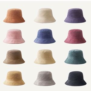 Chapeau Bob Unisexe en Velours Côtelé Couleur Unie Style Pêcheur Japonais pour Femme et Homme, Rétro Rayé pour l'Automne, Quotidien et Fêtes - Product Image 1
