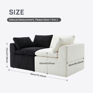 Canapé modulaire Chesterfield moderne 3 places avec ottoman, assise en chenille écologique et éponge, style nuage - Product Image 6