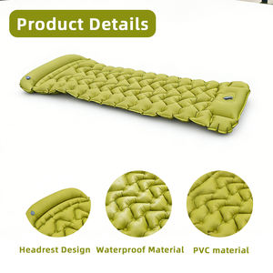 防水寝袋マット TPU素材 エア注入式 携帯用 簡単折りたたみ アウトドア キャンプパッド 枕付き エアベッド - Product Image 4