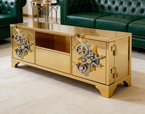 Mueble <span class=keywords><strong>de</strong></span> TV <span class=keywords><strong>de</strong></span> Lujo Contemporáneo con Mecanismo Escultural y Almacenamiento Mixto para Sala <span class=keywords><strong>de</strong></span> Estar Urbana Moderna - Product Image 5