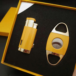 Gran oferta, juego de cortavientos de Metal personalizable con tijeras para cigarros, encendedor de tres estrechos, cortador de cigarros de doble filo - Product Image 6