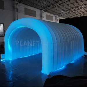 Custom Outdoor Trade Show Display Event White Inflatable LED Light Tunnel For Promotion