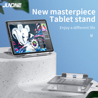Support de tablette universel en alliage d'aluminium argenté réglable en hauteur, rotatif à 360 degrés, support de téléphone portable et d'iPad H02