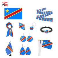 Accessoires de la Fête Nationale du Congo en gros : Drapeau à main, Écharpe de cou, Boucles d'oreilles, Bracelet, Épinglette pour la promotion